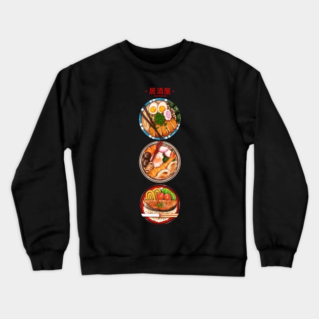 Izakaya Japanese Food Bowls Crewneck Sweatshirt by densukii